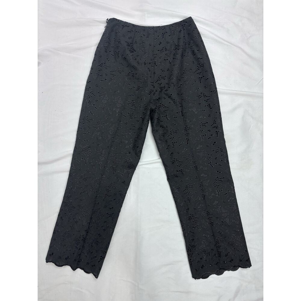 Willi Smith Women’s Black Eyelet Lace Cropped Pants Size 6 Coquette Feminine - Picture 8 of 8
